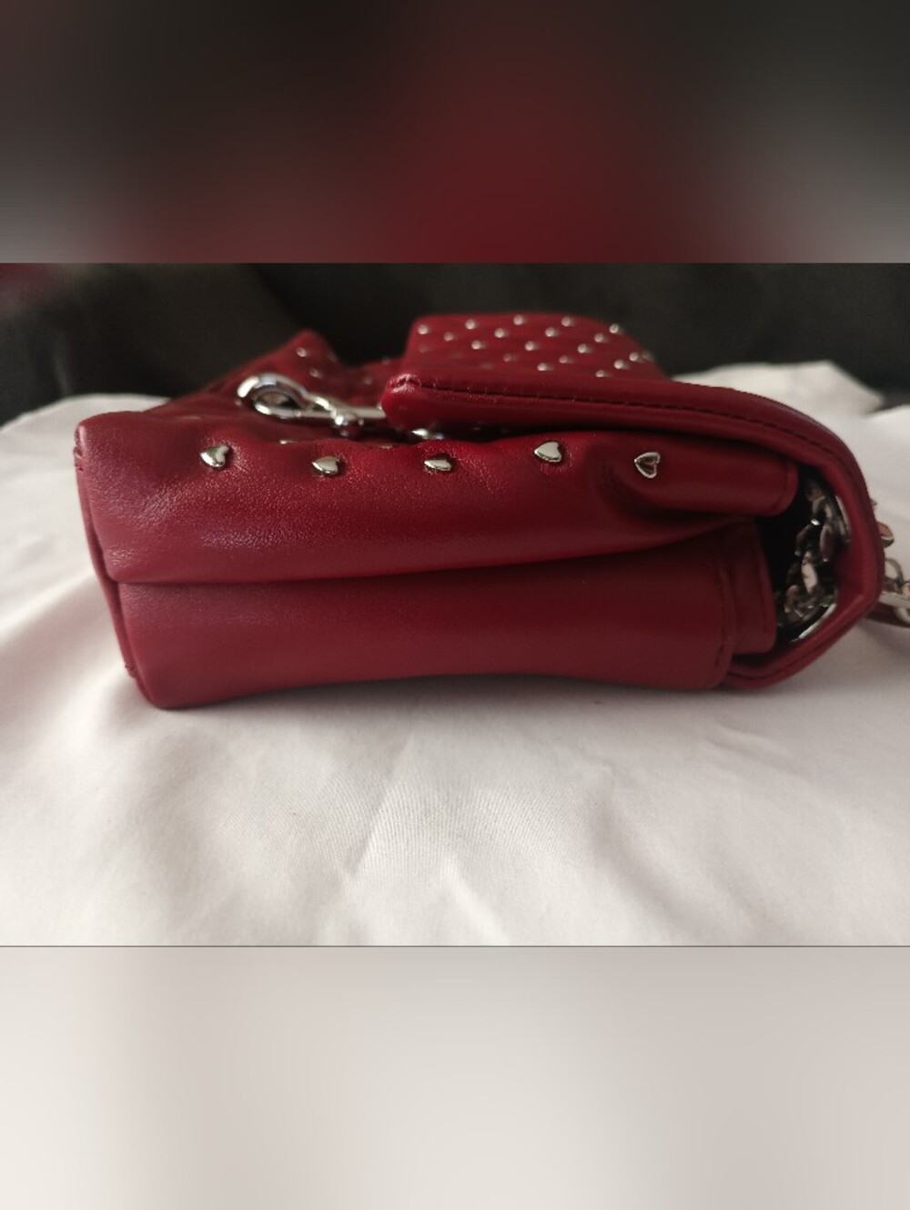 Rebecca Minkoff Red Quilted Studded Leather Shoulder Bag - Picture 6 of 7